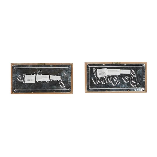 Set of 2 Brown Metal Farmhouse Sign Wall Decor, 12" x 6"